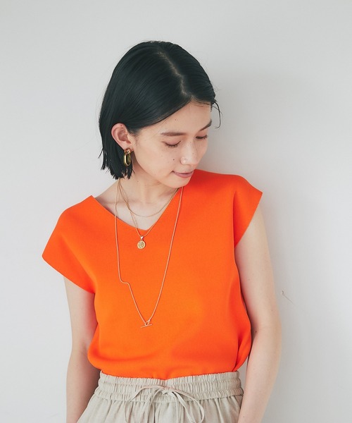 RIVE DROITE(リヴドロワ)の「クールタッチUVフレンチニット(ニット/セーター・レディース・チャコールグレー/ライトグレー/オフホワイト/オレンジ・FREE)」の12枚目の写真