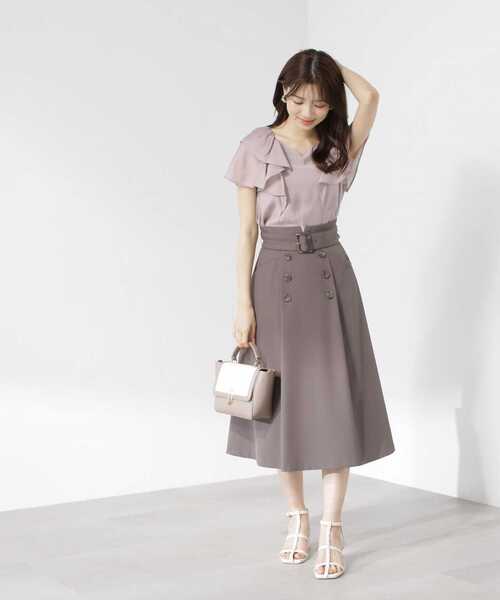 PROPORTION BODY DRESSING(プロポーションボディドレッシング)の「トレンチディテールフレアスカート / 1213120511(スカート・レディース・オフホワイト/ダークグレー/ベージュ・MEDIUM/SMALL/X-SMALL)」の6枚目の写真