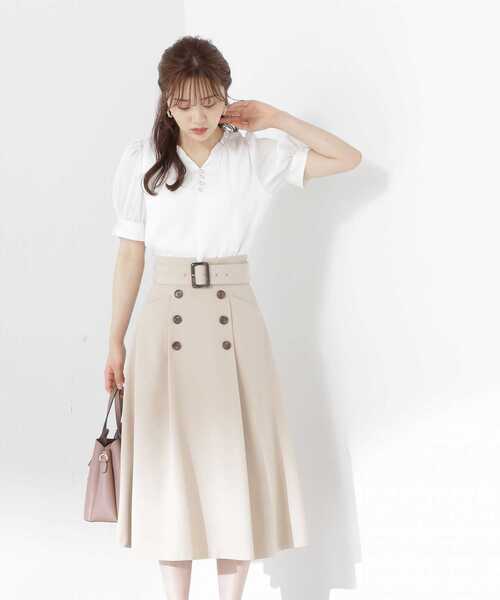 PROPORTION BODY DRESSING(プロポーションボディドレッシング)の「トレンチディテールフレアスカート / 1213120511(スカート・レディース・オフホワイト/ダークグレー/ベージュ・MEDIUM/SMALL/X-SMALL)」の19枚目の写真