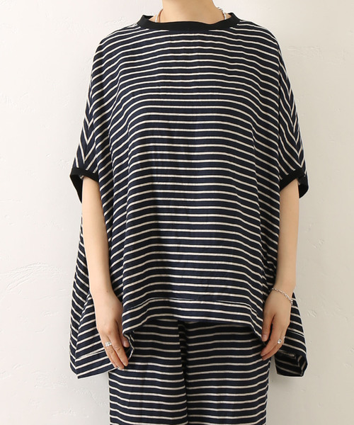 journal standard luxe リネン100%ボーダーワンピース リネンボーダー ポンチョ（シャツ/ブラウス）｜JOURNAL STANDARD