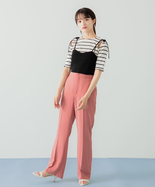 HEYUMM（ヘユム）の「ハイウエストセミフレアパンツ（その他パンツ・レディース・ライトピンク/ブラック/オフホワイト・SMALL/MEDIUM）」の9枚目の写真