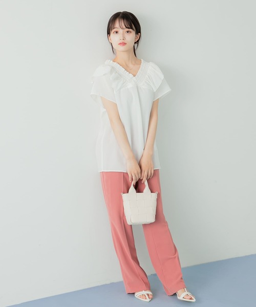 HEYUMM（ヘユム）の「ハイウエストセミフレアパンツ（その他パンツ・レディース・ライトピンク/ブラック/オフホワイト・SMALL/MEDIUM）」の10枚目の写真