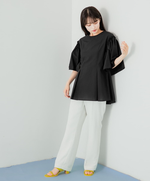 HEYUMM（ヘユム）の「ハイウエストセミフレアパンツ（その他パンツ・レディース・ライトピンク/ブラック/オフホワイト・SMALL/MEDIUM）」の14枚目の写真