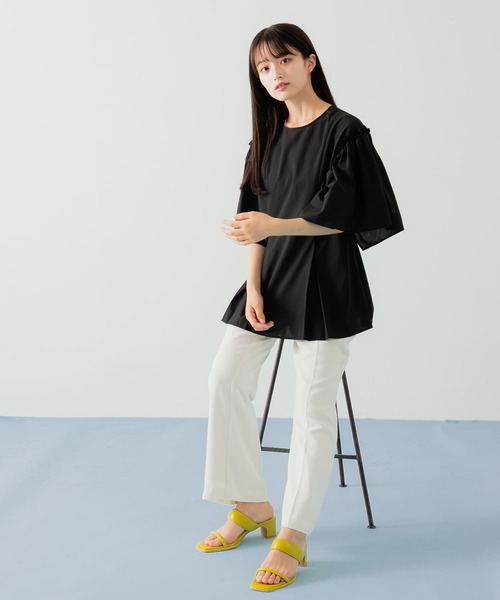 HEYUMM（ヘユム）の「ハイウエストセミフレアパンツ（その他パンツ・レディース・ライトピンク/ブラック/オフホワイト・SMALL/MEDIUM）」の15枚目の写真