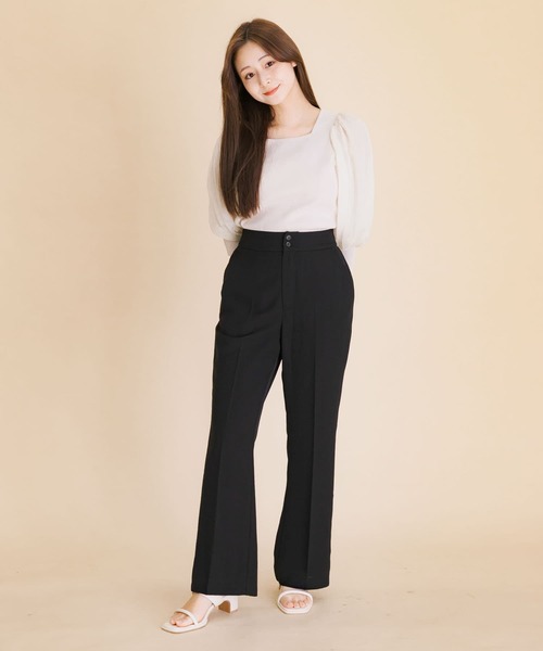 HEYUMM（ヘユム）の「ハイウエストセミフレアパンツ（その他パンツ・レディース・ライトピンク/ブラック/オフホワイト・SMALL/MEDIUM）」の17枚目の写真