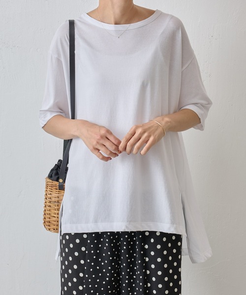 BEARDSLEY(ビアズリー)の「強撚 オーバーサイズTシャツ(Tシャツ/カットソー・レディース・ダークグレー/ホワイト・FREE)」の1枚目の写真