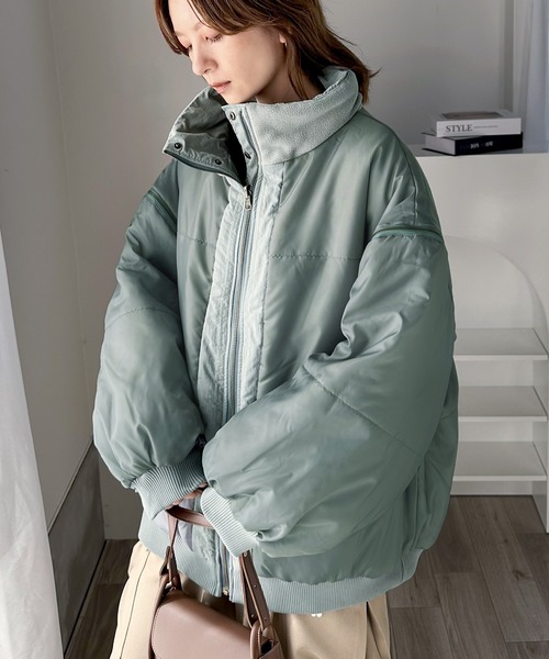 classicalelf（クラシカルエルフ）の「4wayで楽しむ。リバーシブルM-65モッズコート中綿ブルゾン オーバーサイズ ナイロンジャケット（モッズコート・レディース・グレイッシュブルー/ブラック/アイボリー/カーキ・LARGE/MEDIUM/SMALL/X-LARGE）」の18枚目の写真