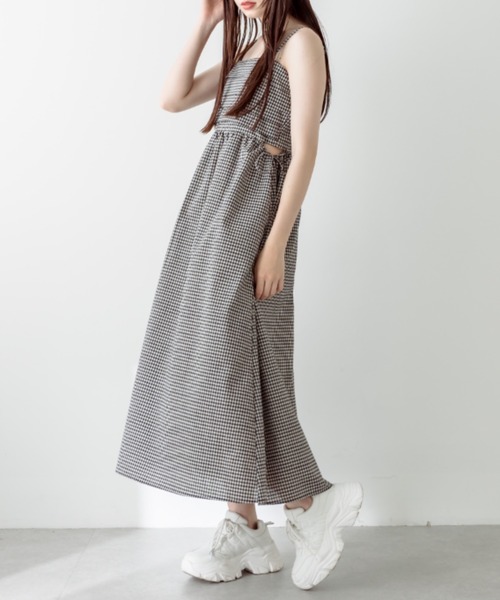 OLIVE des OLIVE（オリーブデオリーブ）の「旬なレディキャミワンピース　1031090550（ワンピース・レディース・ラベンダー/ブラック/オフホワイト/チェック・FREE）」の4枚目の写真