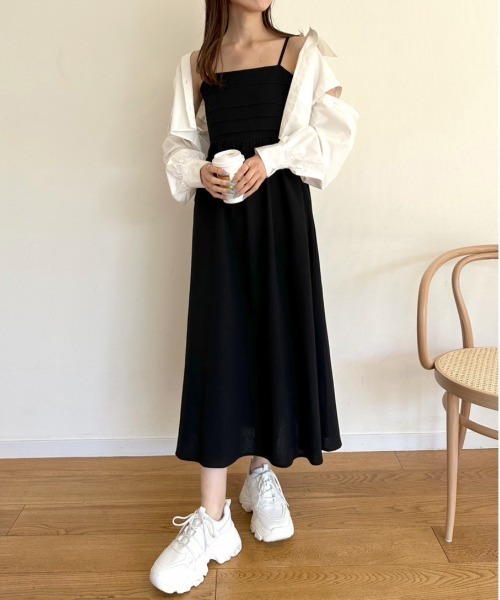 OLIVE des OLIVE（オリーブデオリーブ）の「旬なレディキャミワンピース　1031090550（ワンピース・レディース・ラベンダー/ブラック/オフホワイト/チェック・FREE）」の2枚目の写真