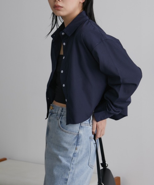 Aunt Marie's（アントマリーズ）の「クロップドオーバーシャツ（シャツ/ブラウス・レディース・ネイビー/アイボリー/ブルー/ピンク/ライトピンク・FREE）」の14枚目の写真