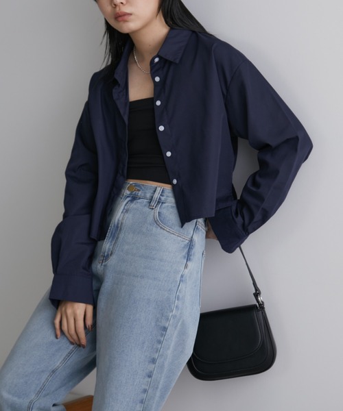 Aunt Marie's（アントマリーズ）の「クロップドオーバーシャツ（シャツ/ブラウス・レディース・ネイビー/アイボリー/ブルー/ピンク/ライトピンク・FREE）」の15枚目の写真