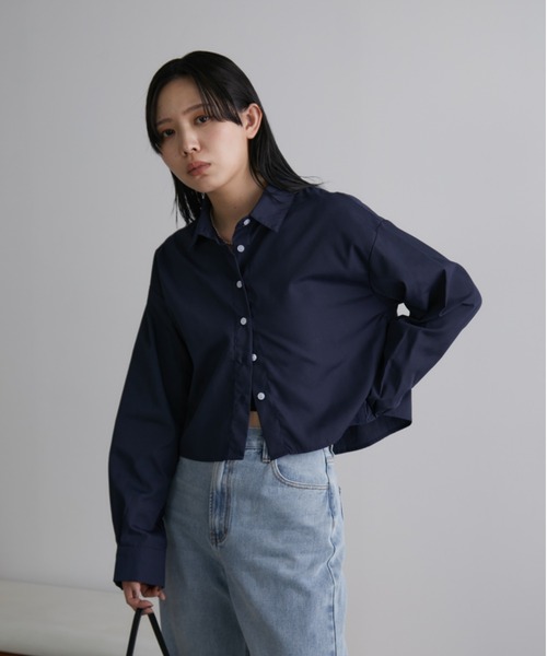 Aunt Marie's（アントマリーズ）の「クロップドオーバーシャツ（シャツ/ブラウス・レディース・ネイビー/アイボリー/ブルー/ピンク/ライトピンク・FREE）」の9枚目の写真