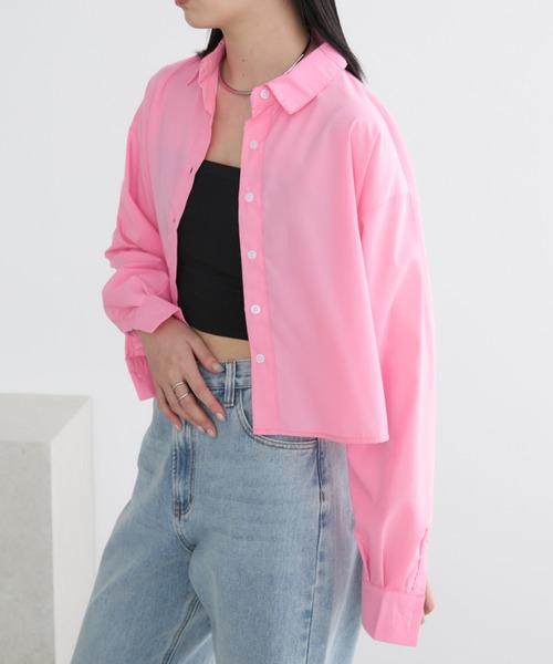 Aunt Marie's（アントマリーズ）の「クロップドオーバーシャツ（シャツ/ブラウス・レディース・ネイビー/アイボリー/ブルー/ピンク/ライトピンク・FREE）」の22枚目の写真