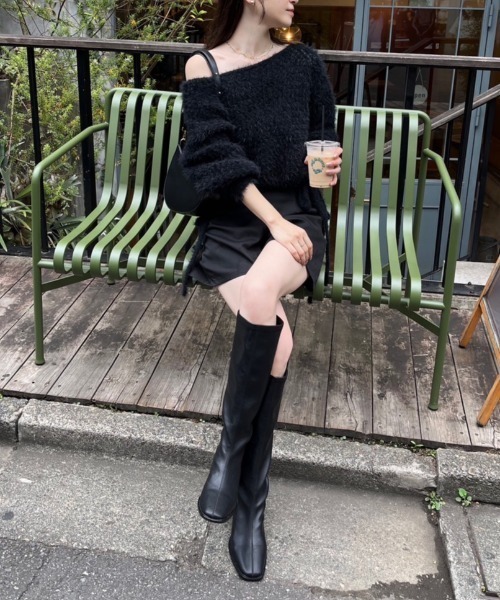 one after another NICE CLAUP（ワンアフターアナザーナイスクラップ）の「サイドリボンショートメッシュニット（ニット/セーター・レディース・アイボリー/ライトグレー/ピンク/ブラック・FREE）」の22枚目の写真