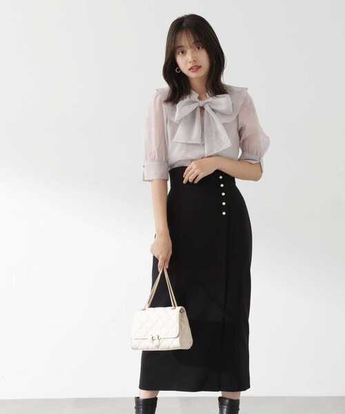 ♡2024ss♡新品タグ付き　プロポーション　スカート　ブラック　サイズs PROPORTION BODY DRESSING シアー切り替えギャザースカート