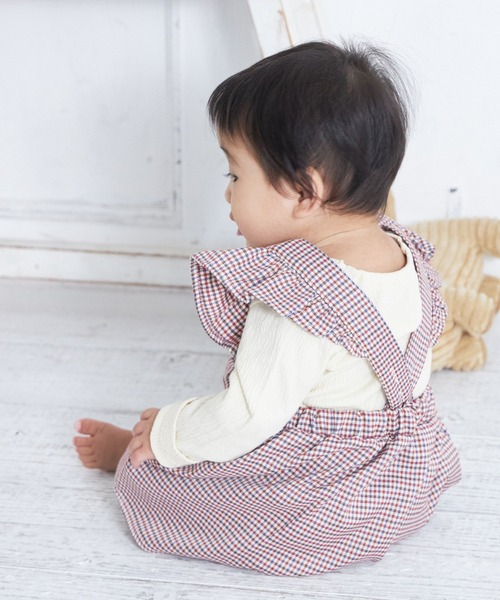 MAKE YOUR DAY（メイクユアデイ）の「無地衿付きシャーリングロンパス（ロンパース・キッズ・グレー/アイボリー/ブラウン・70/80）」の10枚目の写真