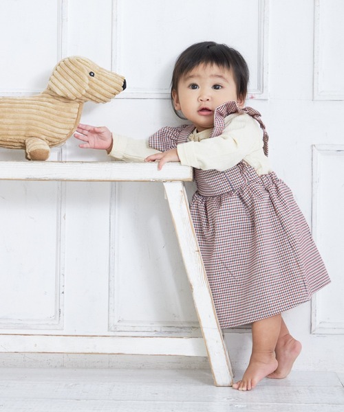 MAKE YOUR DAY（メイクユアデイ）の「無地衿付きシャーリングロンパス（ロンパース・キッズ・グレー/アイボリー/ブラウン・70/80）」の11枚目の写真