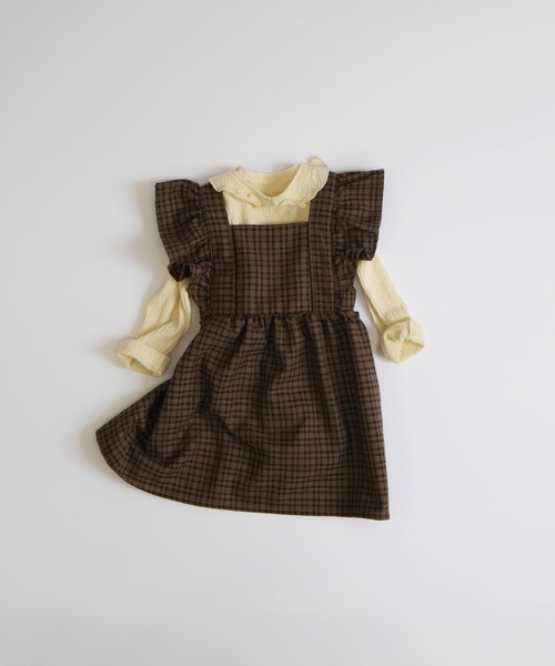 MAKE YOUR DAY（メイクユアデイ）の「無地衿付きシャーリングロンパス（ロンパース・キッズ・グレー/アイボリー/ブラウン・70/80）」の5枚目の写真