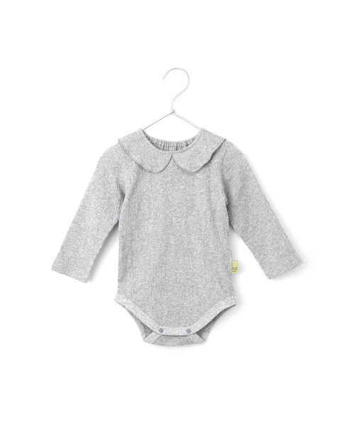 MAKE YOUR DAY（メイクユアデイ）の「無地衿付きシャーリングロンパス（ロンパース・キッズ・グレー/アイボリー/ブラウン・70/80）」の4枚目の写真