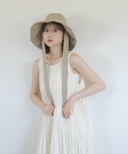 Reurie'（レウリィ）の「リボンバケットハット / 日差し避け 日焼け対策 シンプル カジュアル バケハ 韓国（ハット・レディース・ベージュ/ブラック・FREE）」の19枚目の写真