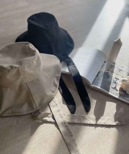 Reurie'（レウリィ）の「リボンバケットハット / 日差し避け 日焼け対策 シンプル カジュアル バケハ 韓国（ハット・レディース・ベージュ/ブラック・FREE）」の11枚目の写真