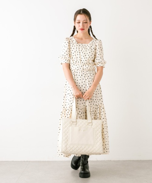 OLIVE des OLIVE（オリーブデオリーブ）の「Aimerianejoie合皮キルティングキャリーオントート　1032200060（トートバッグ・レディース・アイボリー/ブラック/ピンク・FREE）」の8枚目の写真