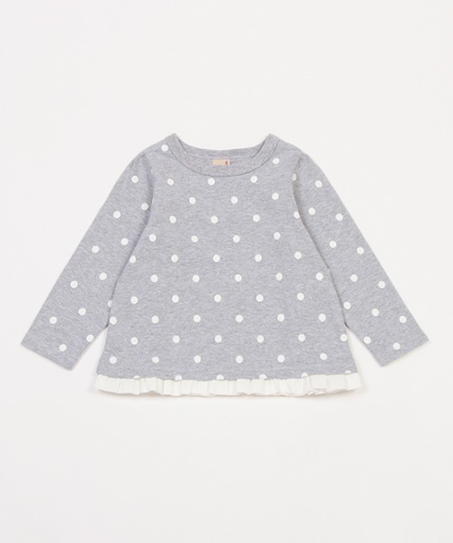 petit main（プティマイン）の「【リンク/GOODPRICE】チビフリル長T（Tシャツ/カットソー・キッズ・オフホワイト/トップグレー/ブラック/ラベンダー・80ｃｍ/90cm/110cm/100cm/130cm/120cm）」の15枚目の写真