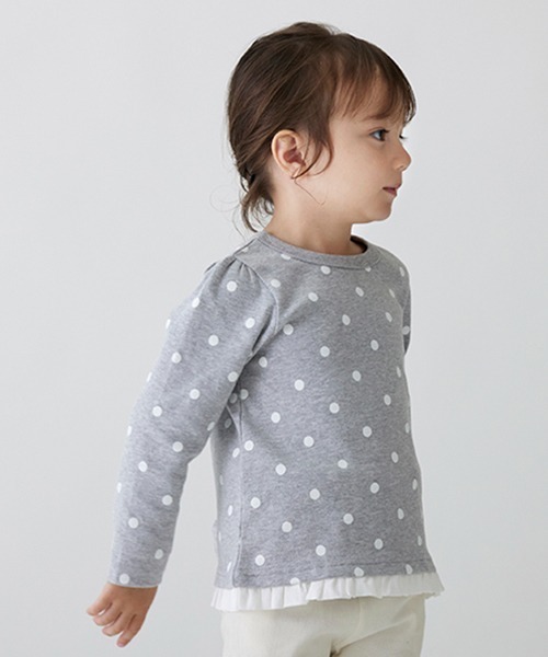 petit main（プティマイン）の「【リンク/GOODPRICE】チビフリル長T（Tシャツ/カットソー・キッズ・オフホワイト/トップグレー/ブラック/ラベンダー・80ｃｍ/90cm/110cm/100cm/130cm/120cm）」の14枚目の写真