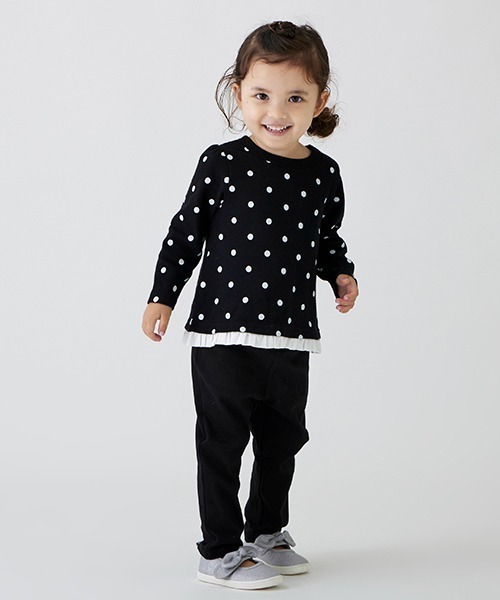 petit main（プティマイン）の「【リンク/GOODPRICE】チビフリル長T（Tシャツ/カットソー・キッズ・オフホワイト/トップグレー/ブラック/ラベンダー・80ｃｍ/90cm/110cm/100cm/130cm/120cm）」の19枚目の写真