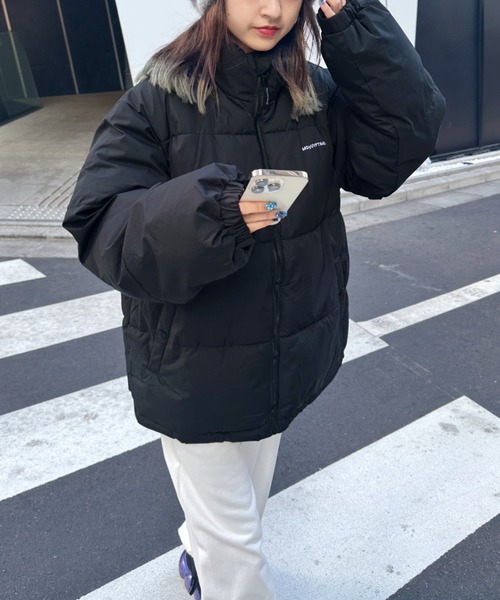 セール】ワンポイント刺繍ダウン中綿ジャケット（ダウンジャケット