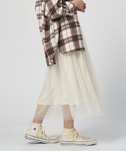 HONEYSUCKLE ROSE(ハニーサックルローズ)の「【HONEYSUCKLE ROSE】チュールスカート(スカート・レディース・オフホワイト/ブラック・M-L)」の4枚目の写真