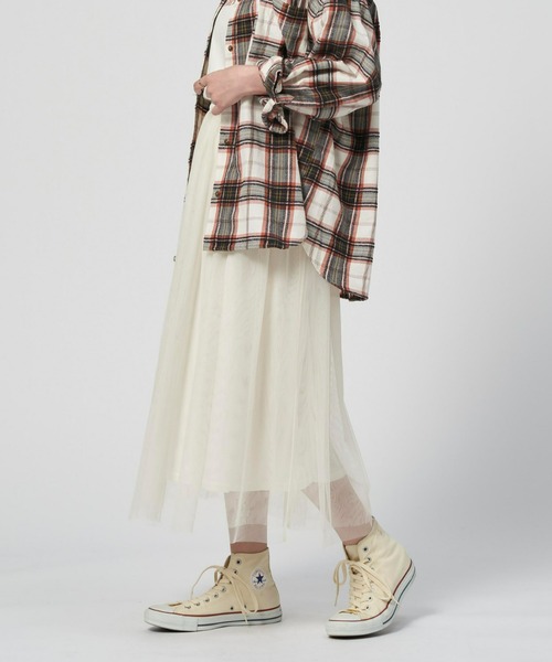 HONEYSUCKLE ROSE(ハニーサックルローズ)の「【HONEYSUCKLE ROSE】チュールスカート(スカート・レディース・オフホワイト/ブラック・M-L)」の5枚目の写真