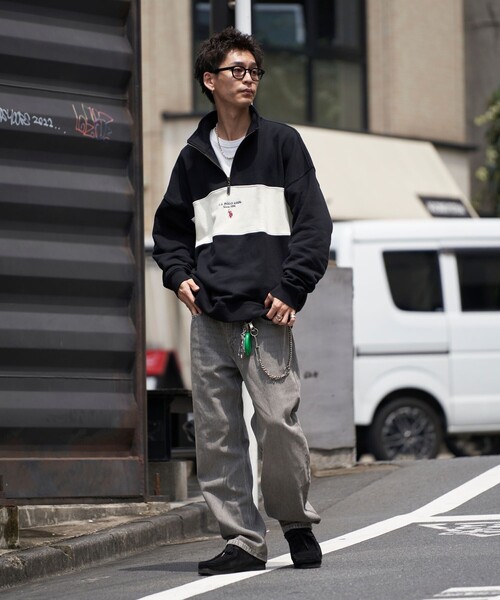 PUBLUX（パブリュクス）の「U.S. POLO ASSN./ユーエスポロアッスン 別注ハーフジップスウェット/ロゴ刺繍/ユニセックス/裏起毛(限定展開)（スウェット・メンズ・ネイビー/グリーン/ブルー/チャコールグレー/ブラック/ライトグレー/インディゴブルー/グレー・LARGE/SMALL/MEDIUM）」の12枚目の写真