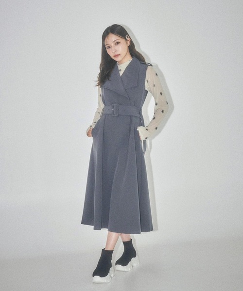 ANDGEEBEE（アンジービー）の「ジャケットノースリワンピ（ワンピース・レディース・チャコールグレー/ベージュ・MEDIUM）」の22枚目の写真