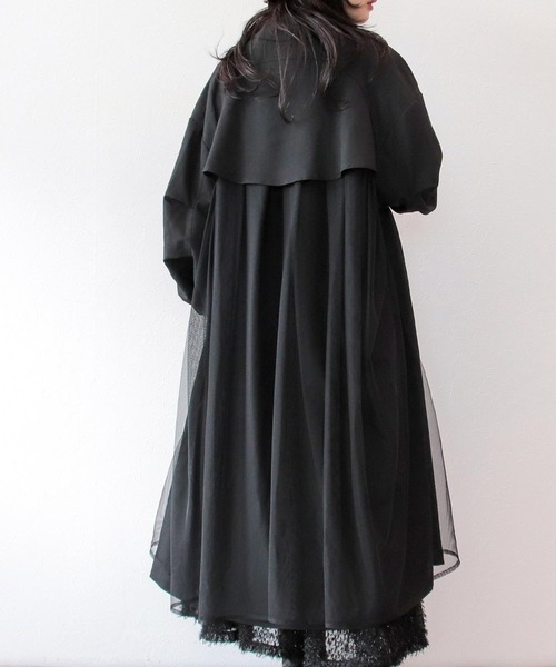 Three Four Time(スリーフォータイム)の「チュールレイヤードチェスターコート(チェスターコート・レディース・ブラック・FREE)」の7枚目の写真