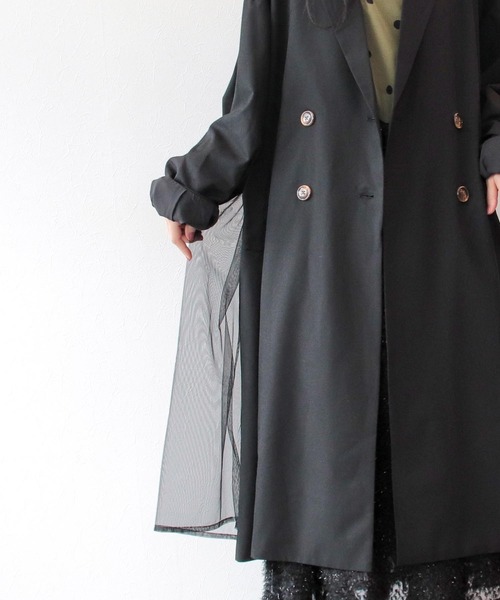 Three Four Time(スリーフォータイム)の「チュールレイヤードチェスターコート(チェスターコート・レディース・ブラック・FREE)」の8枚目の写真