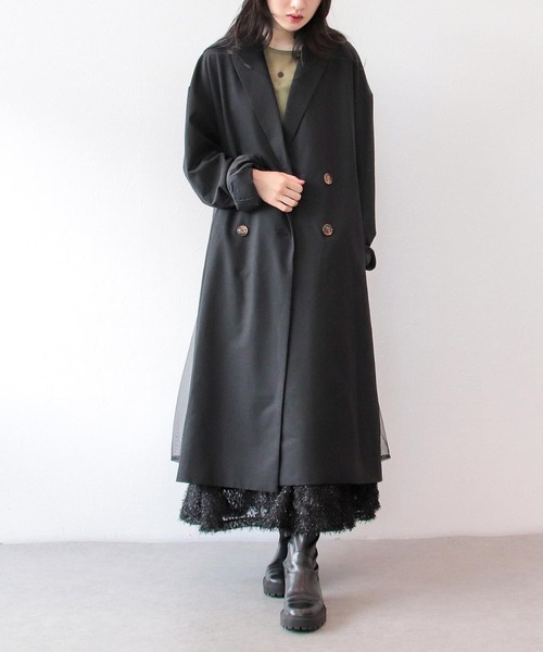 Three Four Time(スリーフォータイム)の「チュールレイヤードチェスターコート(チェスターコート・レディース・ブラック・FREE)」の10枚目の写真