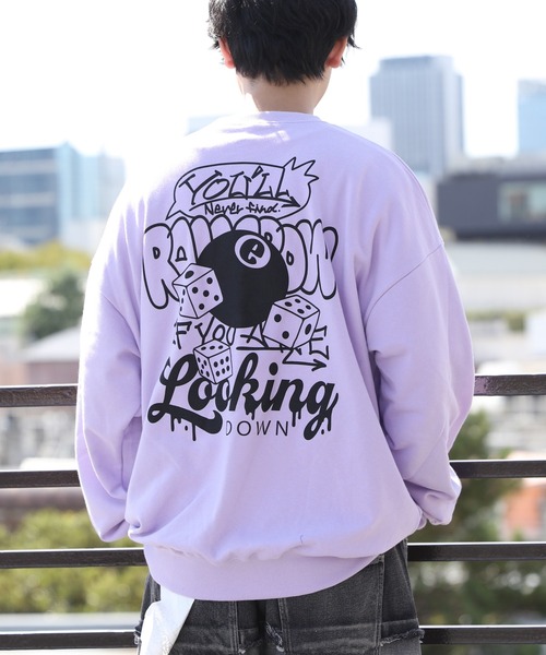 ８(eight)（エイト）の「プリントスウェット（スウェット・メンズ・アッシュグレー/オフホワイト/ラベンダー/ブラック・MEDIUM/LARGE）」の4枚目の写真