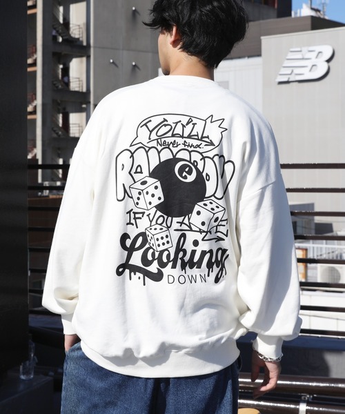 ８(eight)（エイト）の「プリントスウェット（スウェット・メンズ・アッシュグレー/オフホワイト/ラベンダー/ブラック・MEDIUM/LARGE）」の2枚目の写真