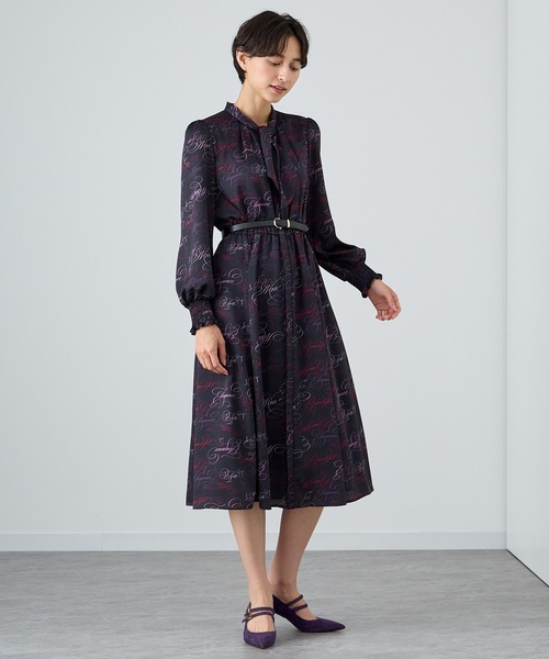 ANAYIカリグラフィープリントショートスカーフ ワンピース ANAYI（アナイ）の「カリグラフィープリントショートスカーフ