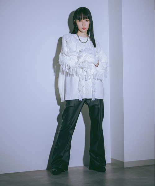 Ellno Loset(エルノロゼット)の「フリンジケーブルニット(ニット/セーター・メンズ・ブラック/オフホワイト/ネイビー・SMALL/MEDIUM/LARGE)」の9枚目の写真