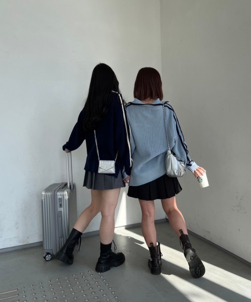 nemne store（ネンネストア）の「【低身長サイズあり】肩ライントラックハーフジップニット（ニット/セーター・レディース・ライトブルー/アイボリー/ネイビー・フリー）」の13枚目の写真