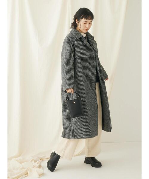 CRAFT STANDARD BOUTIQUE(クラフトスタンダードブティック)の「ウール混ガンパッチロングコート(その他アウター・レディース・グレー/ブラウン・FREE)」の15枚目の写真