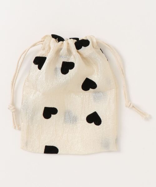 セール】【float】ハートドット柄 光沢 巾着ポーチ【3サイズ展開