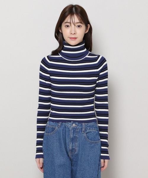 3.3 Field Trip （3.3フィールドトリップ）の「3.3 Field Trip／マルチボーダータートル 2988345（ニット/セーター・レディース・ブルー/ブラウン・FREE）」の9枚目の写真