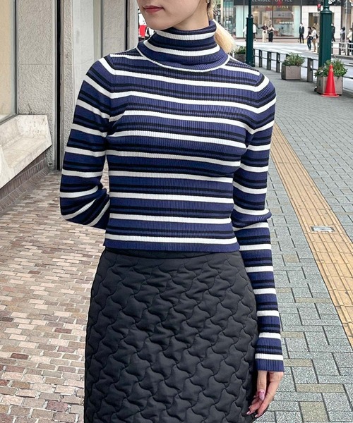 3.3 Field Trip （3.3フィールドトリップ）の「3.3 Field Trip／マルチボーダータートル 2988345（ニット/セーター・レディース・ブルー/ブラウン・FREE）」の18枚目の写真