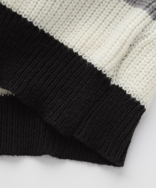セール】マルチボーダー ビッグシルエット プルオーバーニット（ニット