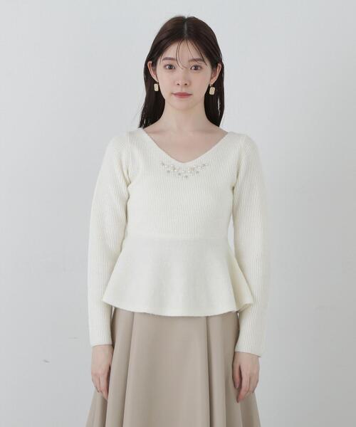 PROPORTION BODY DRESSING（プロポーションボディドレッシング）の「ペプラムビジューニット / 1214170003（ニット/セーター・レディース・ホワイト系その他/ブルー・FREE）」の9枚目の写真
