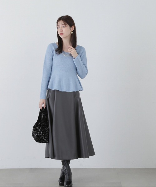 PROPORTION BODY DRESSING（プロポーションボディドレッシング）の「ペプラムビジューニット / 1214170003（ニット/セーター・レディース・ホワイト系その他/ブルー・FREE）」の4枚目の写真