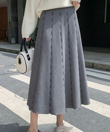 千鳥ラインニットフレアロングスカート